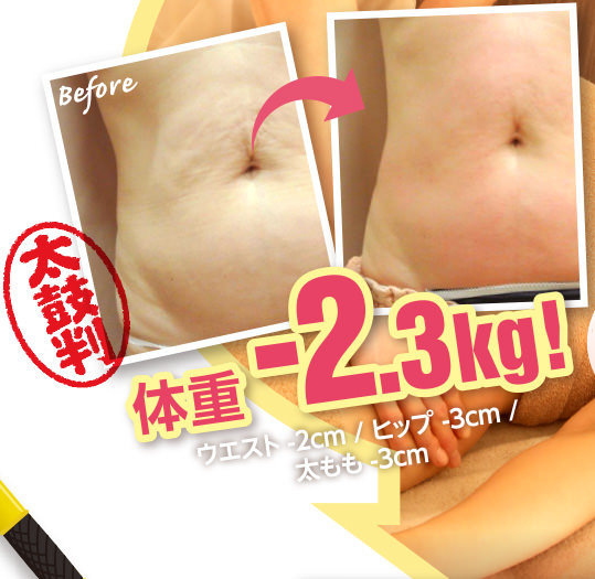 体重−2.3kg!ウエスト-2cm/ヒップ-3cm/太もも-3cm